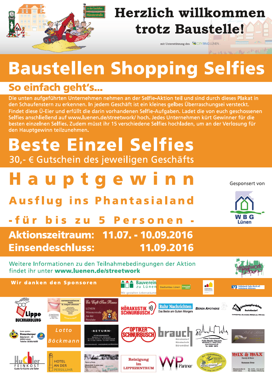 Baustellen-Shopping-Selfie-Aktion